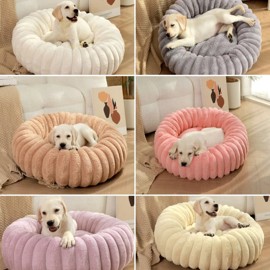 Cozy Luxury Donut Dog Bed - 30 Inches Round Dog Bed Medium Size Dogs Washable, Orthopedic Calming Dogs Bed for Pets